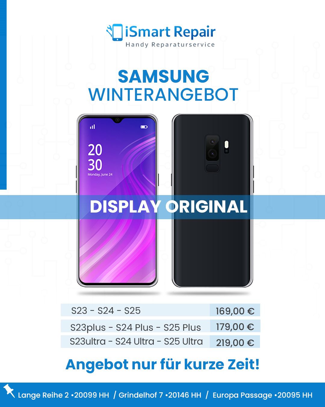 Samsung Handyreparatur Displayreparatur Modelle Hamburg