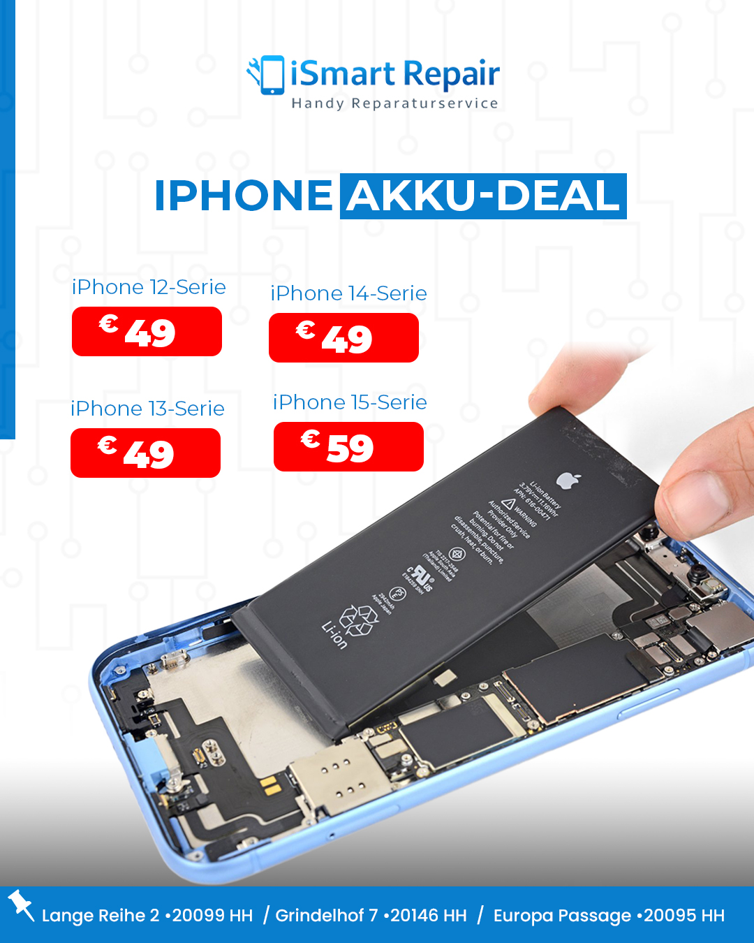 Smartphone und iPhone Akku Tausch Reparatur Hamburg